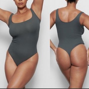 SKIMS Deep Sea Green Cotton Rib Bodysuit Size Small